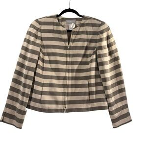 Liz Claiborne Striped Blazer Jacket Size 14 Zip Front Career Office